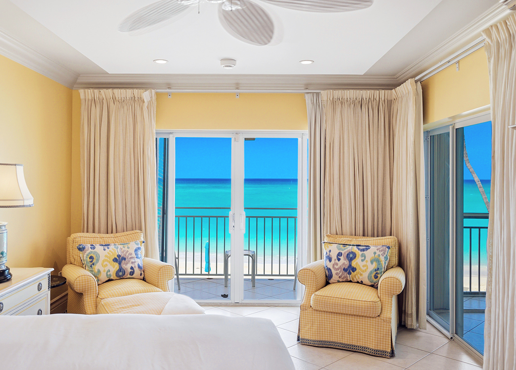 Balcony Corner Chairs Ocean View at The Cayman Club Condo 16 on Seven Mile Beach Grand Cayman