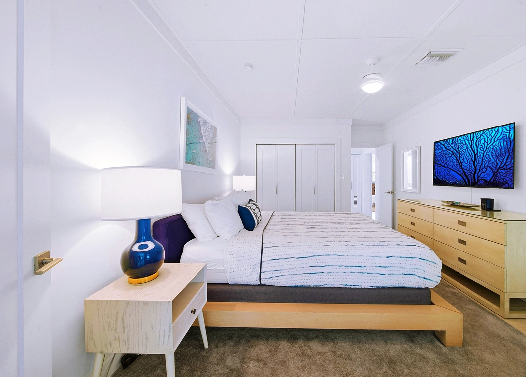 Bedroom King Tv at The Cayman Club Condo 25 on Seven Mile Beach Grand Cayman
